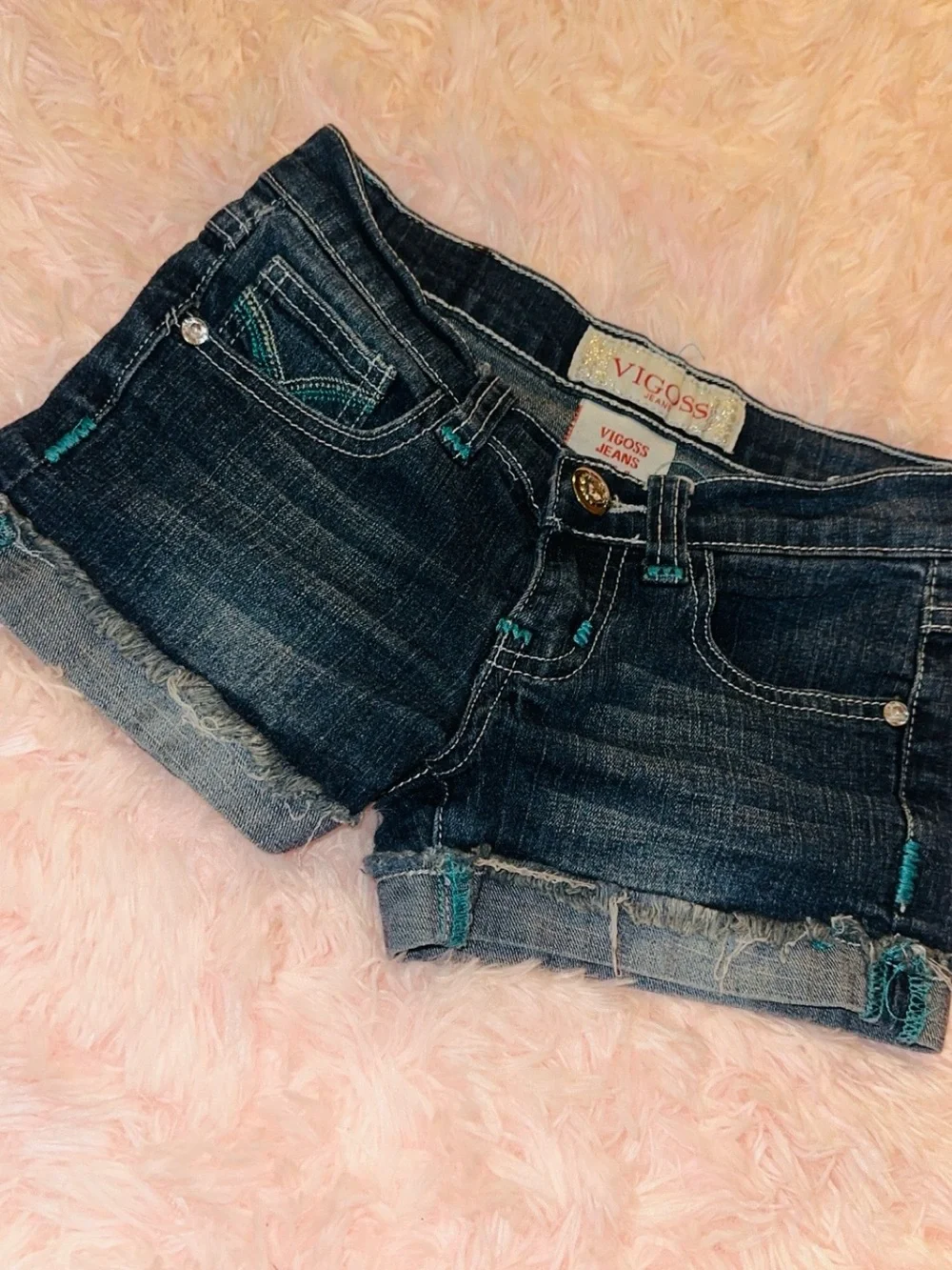 Vigoss Dark Indigo Rolled Hem Denim Shorts